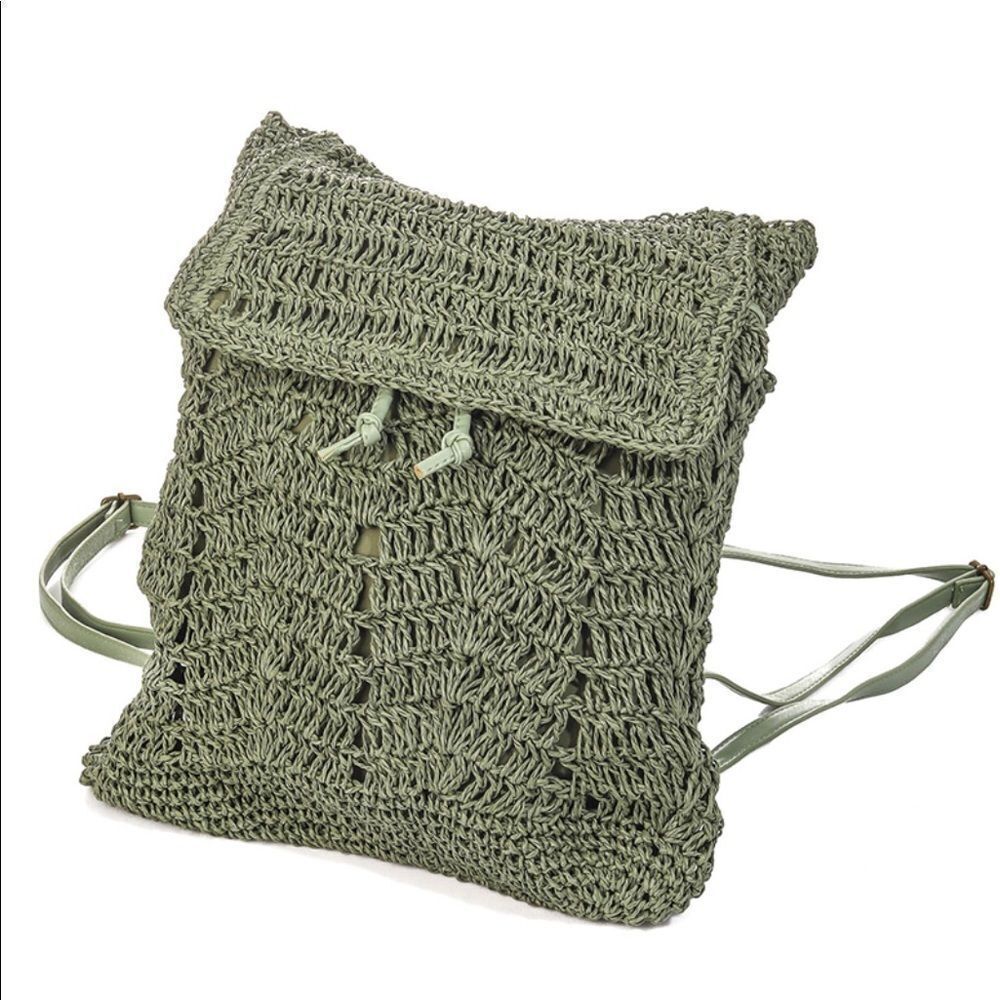 Straw braided backpack  